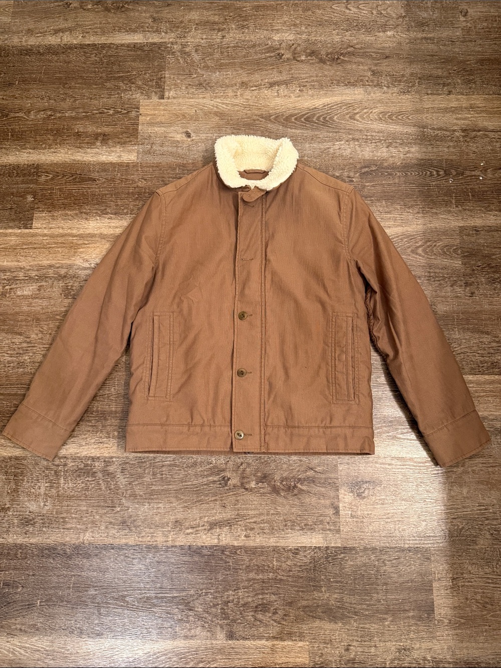 Men's Brown Field Jacket with Cream Sherpa Collar